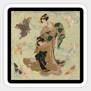 Vintage Geishas and Butterflies Sticker